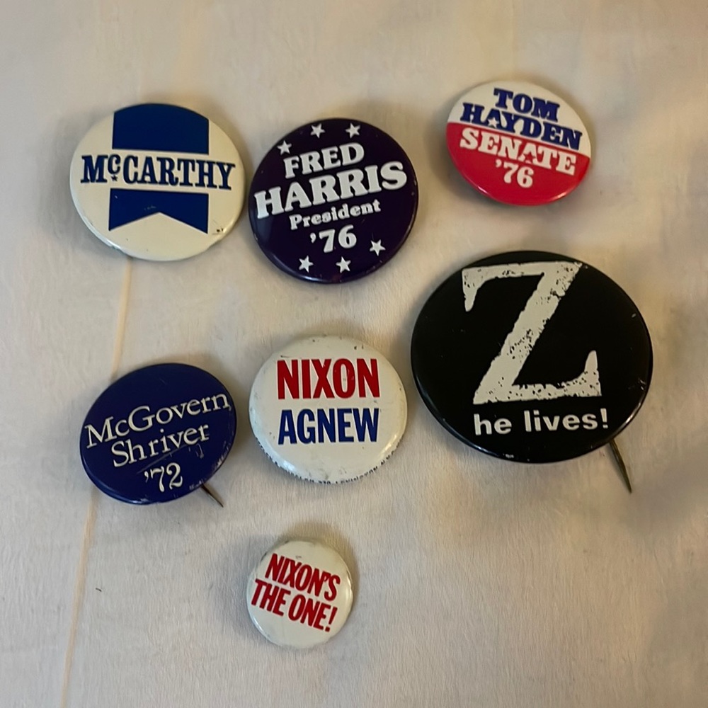 Vintage Campaign Buttons Lot of Seven